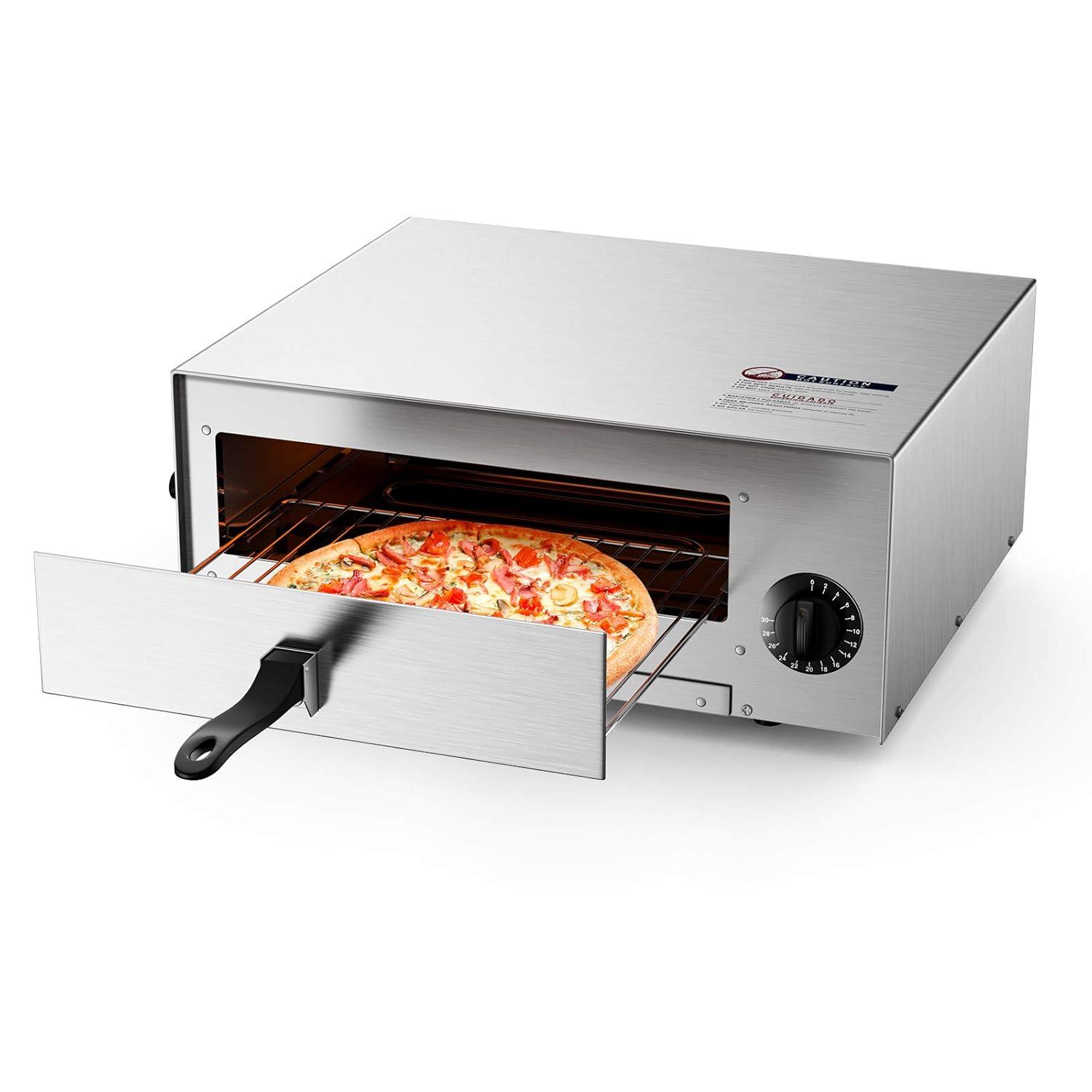 Stainless Steel Countertop Electric Pizza Oven with Timer