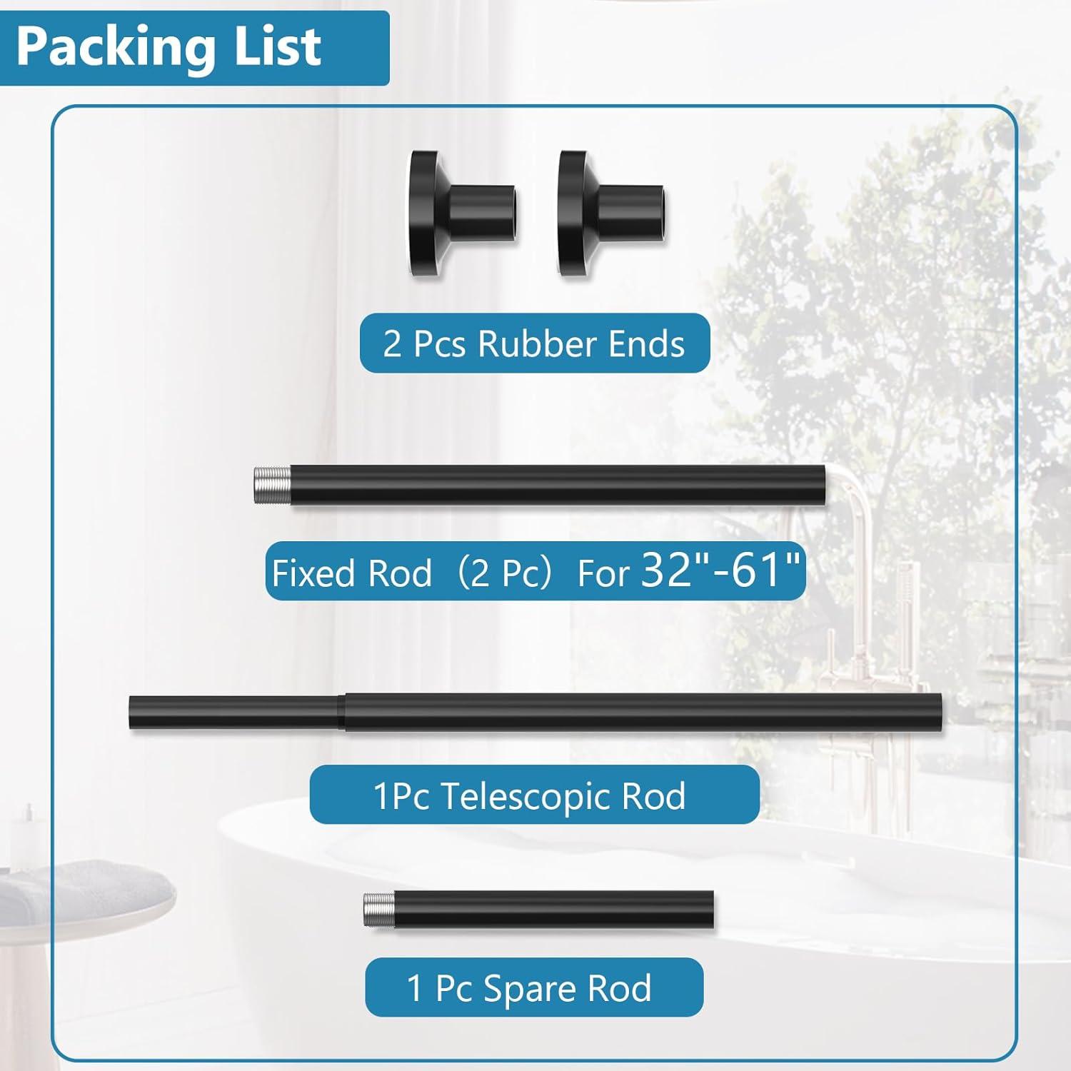 The Shower Curtain Rod, Adjustable 32-89 Inch Spring Tension Shower Rods.