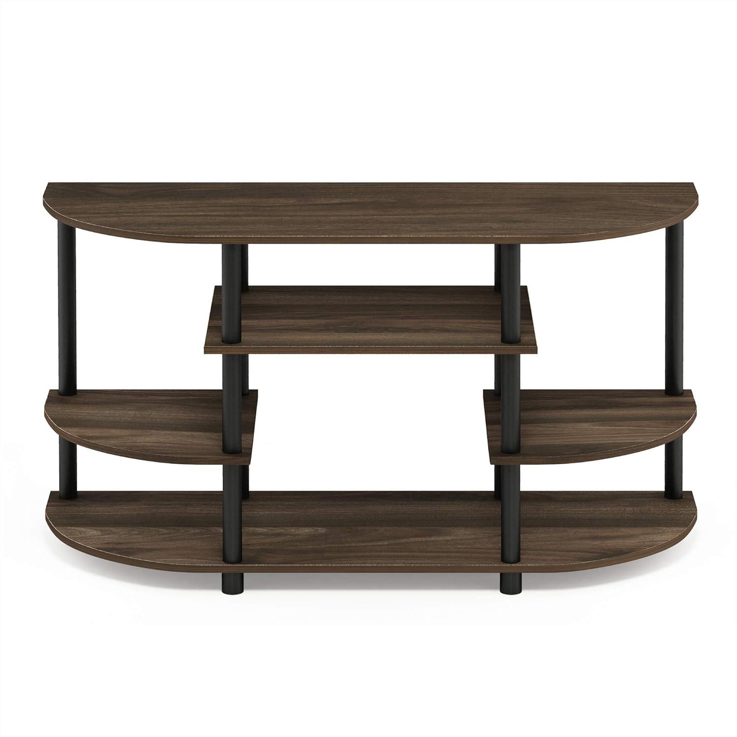 Columbia Walnut & Black Easy-Assemble Corner TV Stand