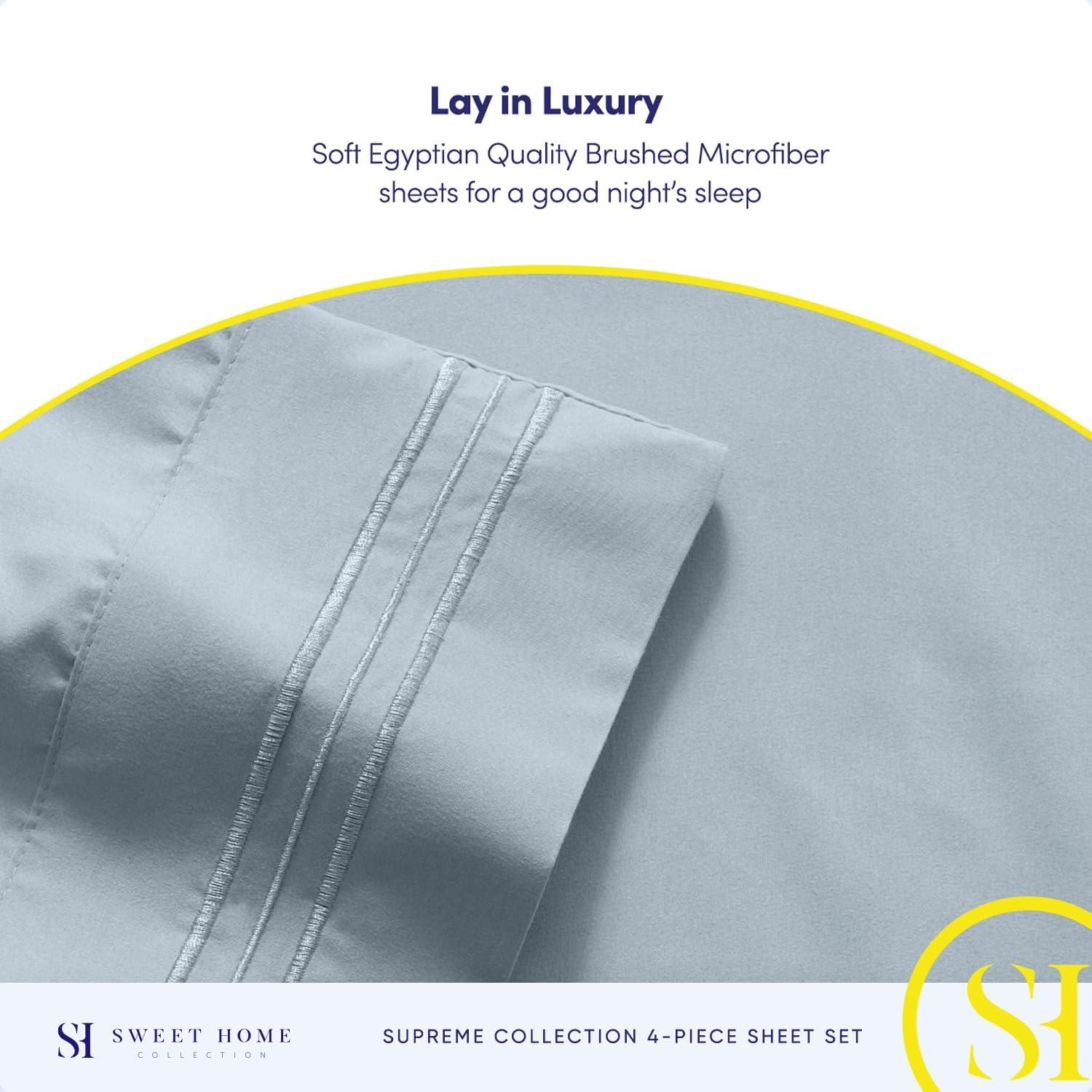Sweet Home Collection Luxurious Classic Soft Solid 1800 Series Microfiber Sheet Set, Various Colors and Sizes