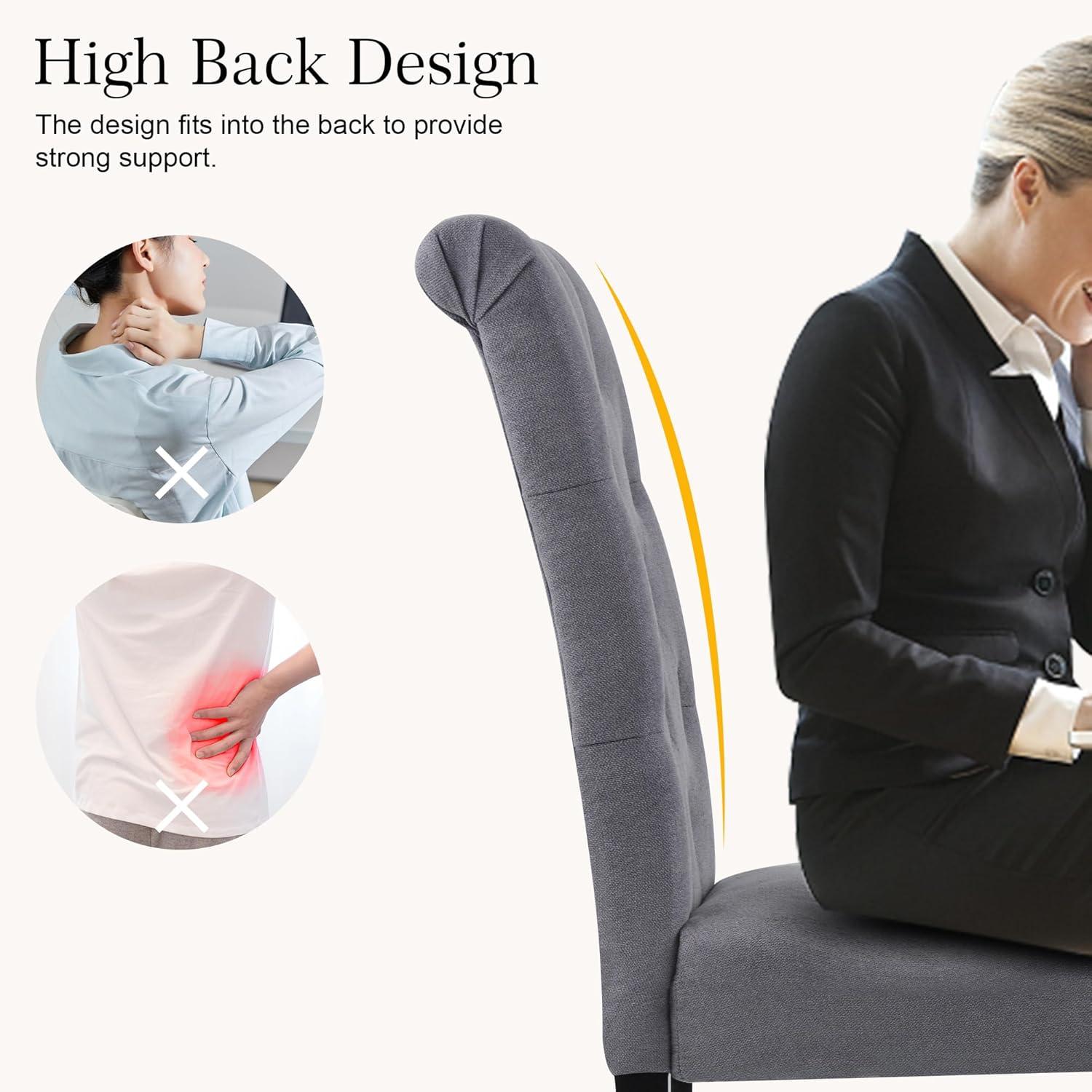 Westice Dining Room Chairs Set of 4 Upholstered Fabric Kitchen Chairs Dining Room Side Chair with Nailhead Trim and Rubber Wood Legs for Small Space Apartment, Light Gray