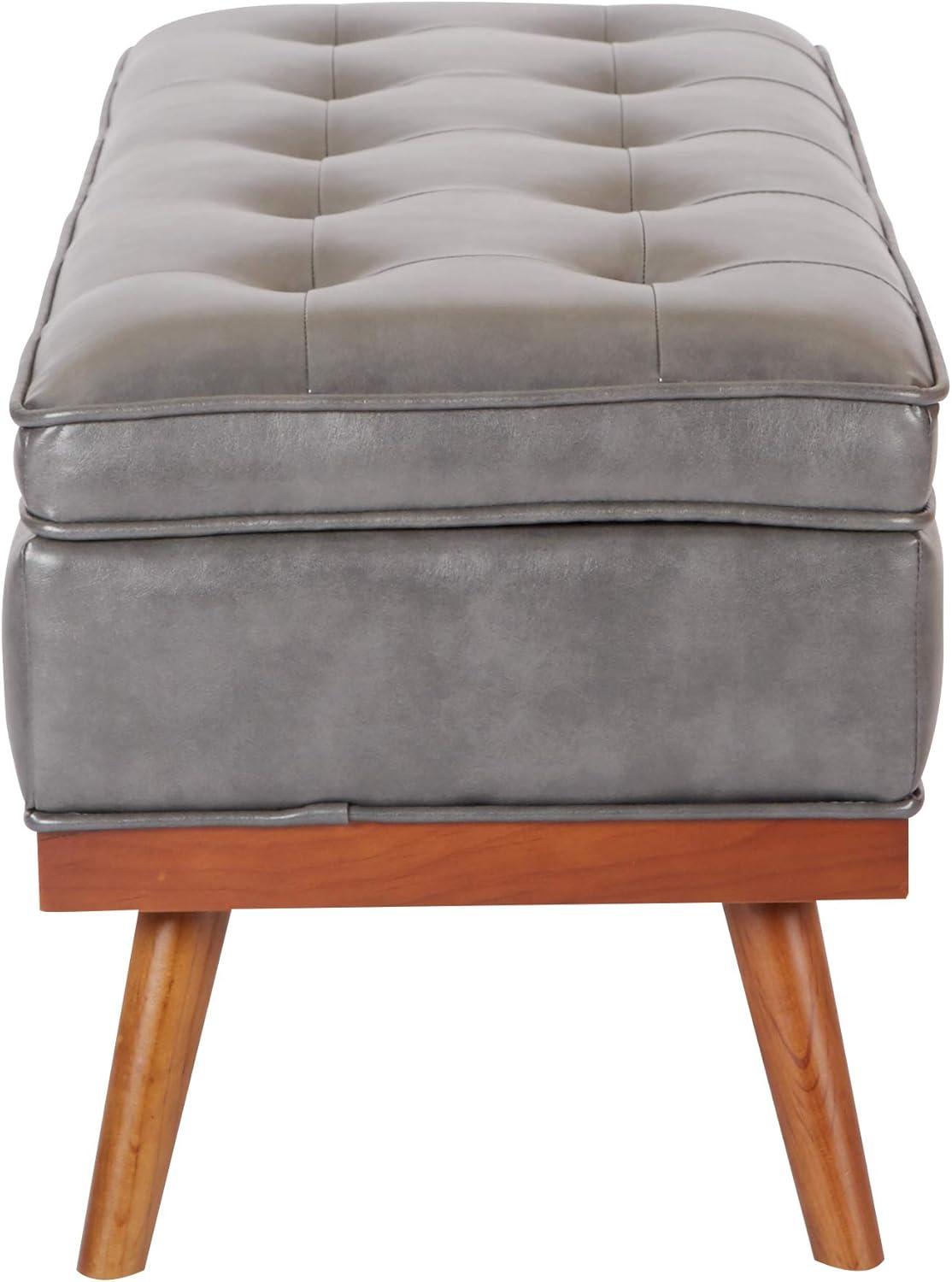 Katheryn Storage Bench Green - OSP Home Furnishings: Mid-Century Modern Ottoman, Plywood Frame, Polyester Upholstery
