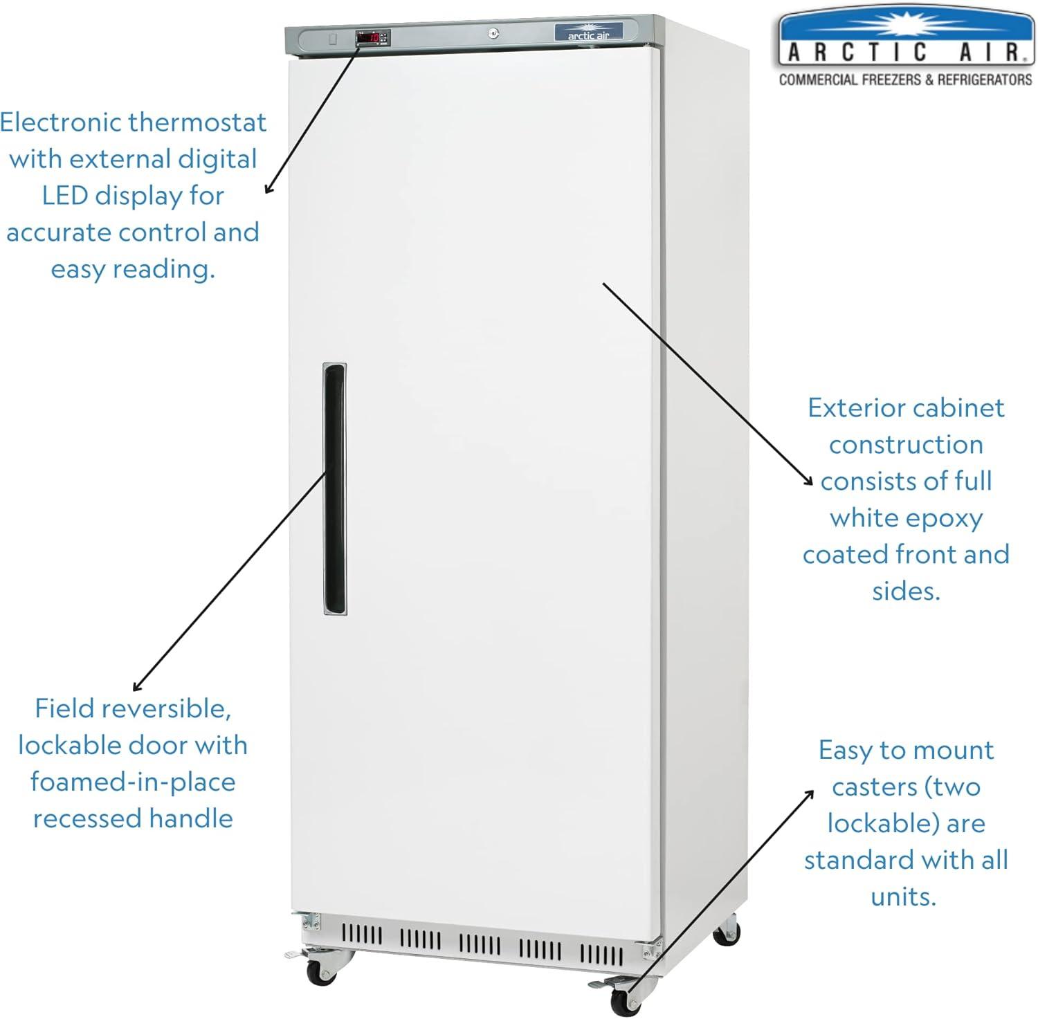 Compact White Stainless Steel Commercial Reach-In Freezer