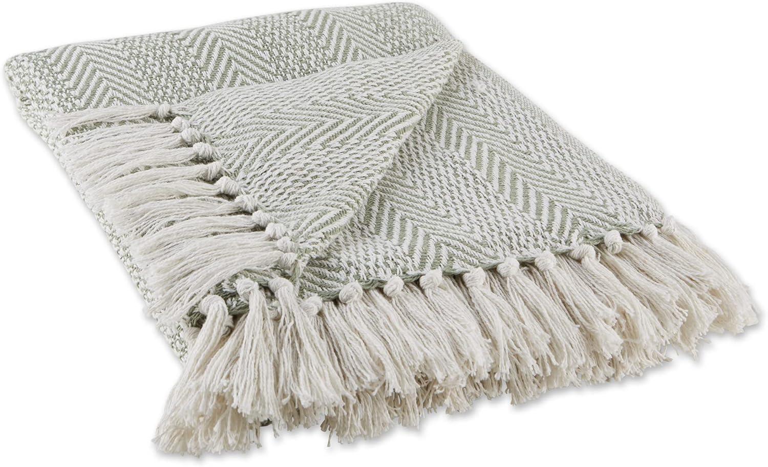 DII Artichoke Herringbone Stripe Throw 50x60