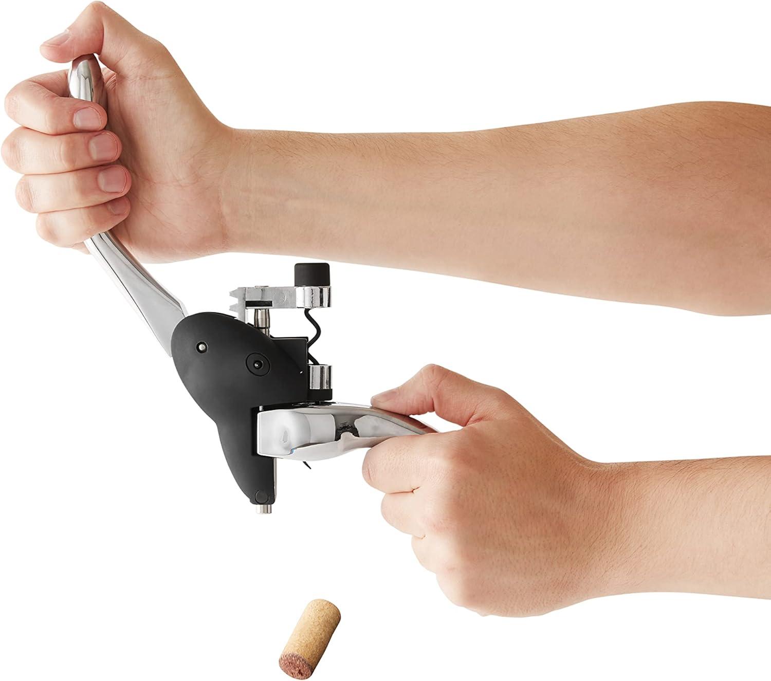 Houdini Houdini Corkscrew Wine Opener, Includes Foil Cutter and Extra Spiral, Black