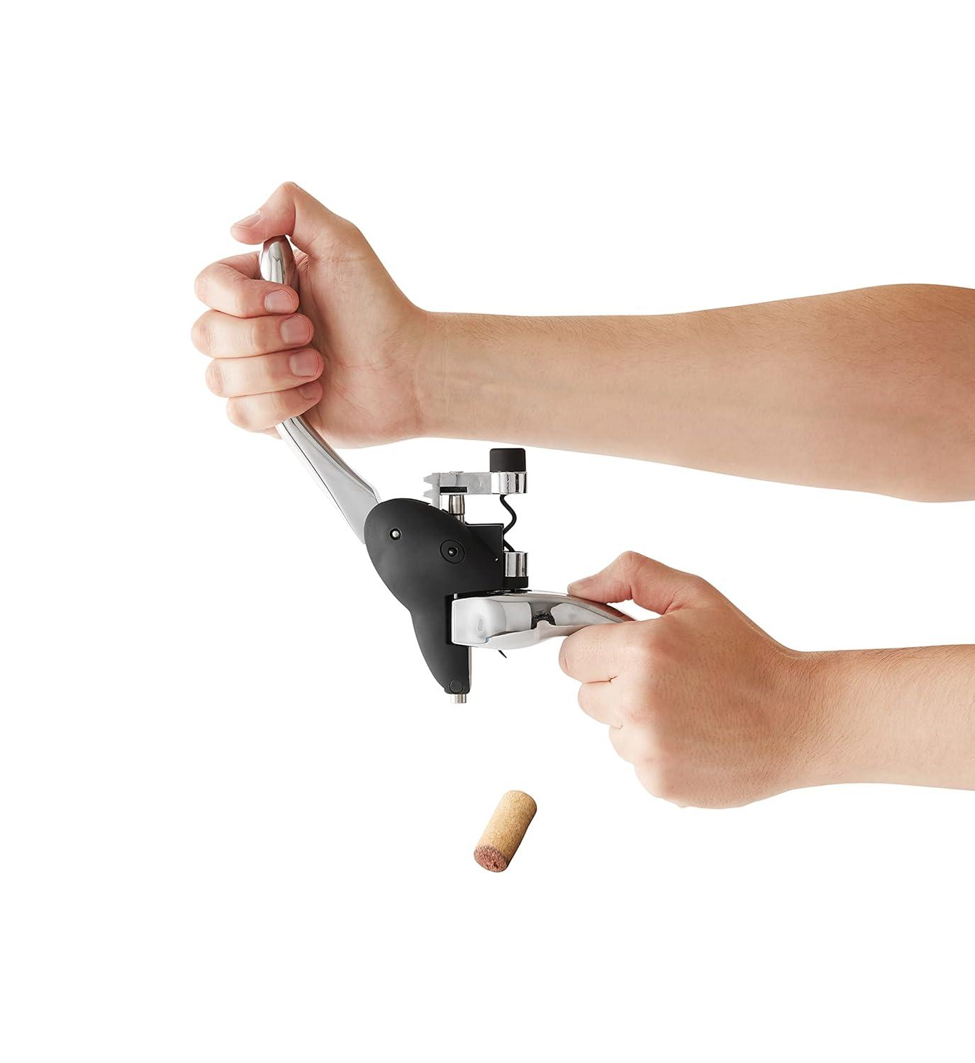 Houdini Houdini Corkscrew Wine Opener, Includes Foil Cutter and Extra Spiral, Black