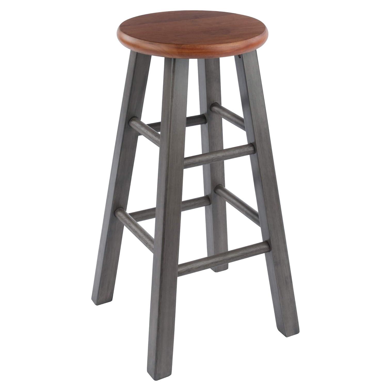 24" Ivy Counter Height Barstool Rustic Teak Brown - Winsome: Solid Wood, No Assembly, 220lb Capacity