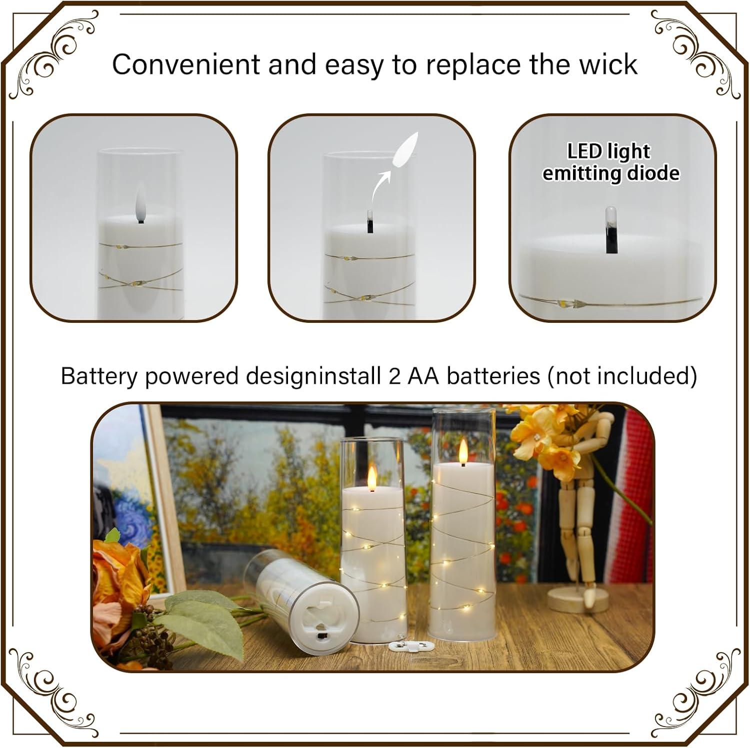 White Acrylic Flameless LED Candles with Remote, 9-Piece Set