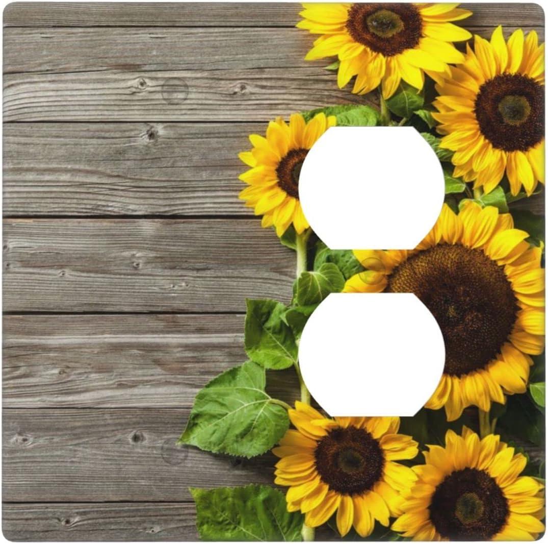 ZICANCN Outlet Covers Wall Plate, Sunflowers Nature Beige Background Light Switch Cover Decorative, Duplex Toggle Combo 1-Gang