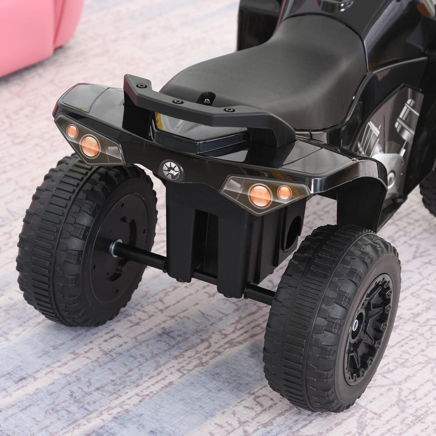 Aosom NO Power Ride on Push Car for Kids 4 Wheels Foot-to-Floor Sliding Walking ATV Toy with Music and Light for 18-36 Months, Black
