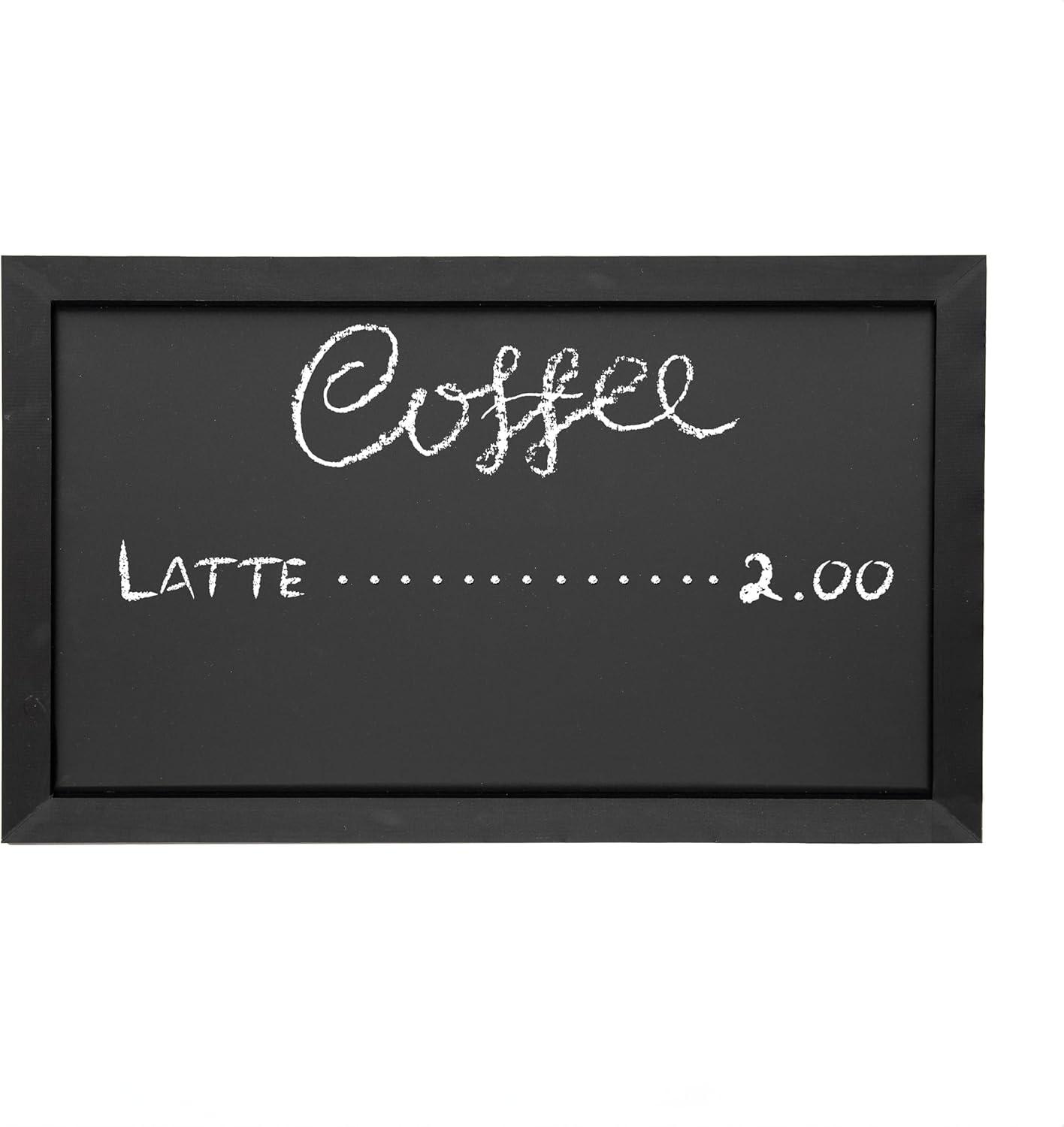 Sunnydaze Large Magnetic Chalkboard for Wall with Pine Frame and Chalk and Eraser - 36" x 24" - Black