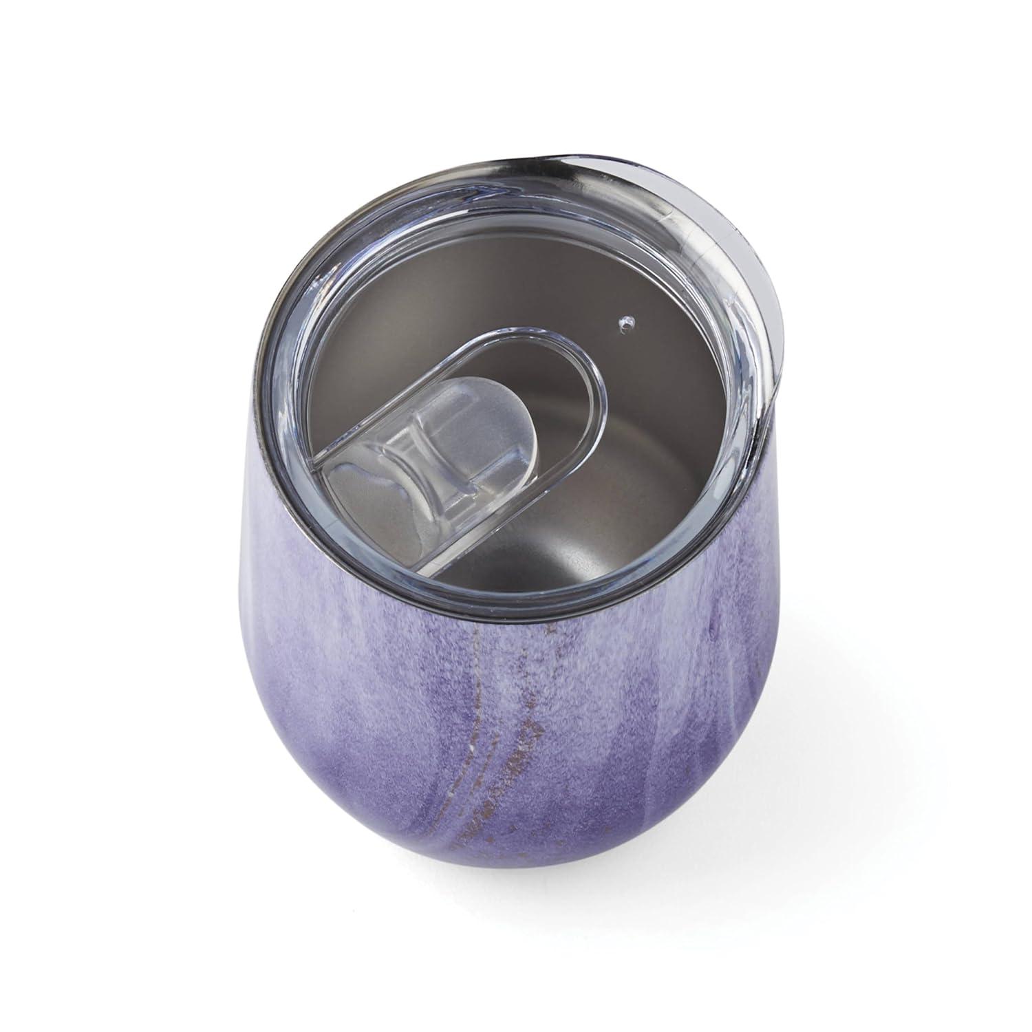 Cambridge Silversmiths 2 Pack of 12 oz Purple Geode Decal Stainless Steel Wine Tumblers