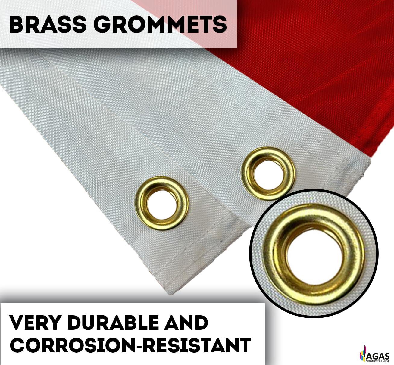 AGAS Skin Diver Flag - 12 x 18 Inch - Printed 200 Nylon - Stitched Edges - Solid Brass Grommets Canvas Heading - Red and White Stripe Nautical Flag.