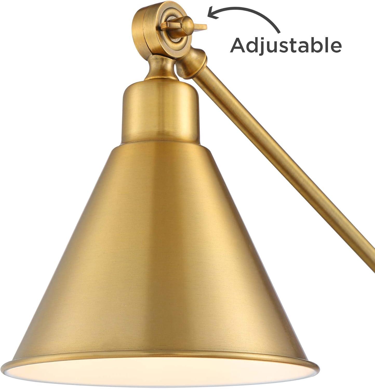 360 Lighting Wray Modern Desk Lamp 26 3/4" High Warm Brass Metal with USB Charging Port Adjustable Arm Head for Bedroom Living Room Bedside House Home