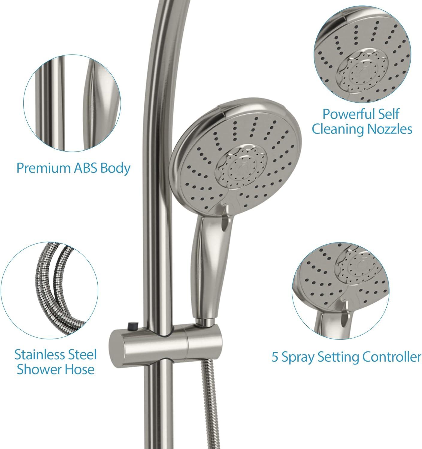 Brushed Nickel Dual Rain Shower Head with Handheld