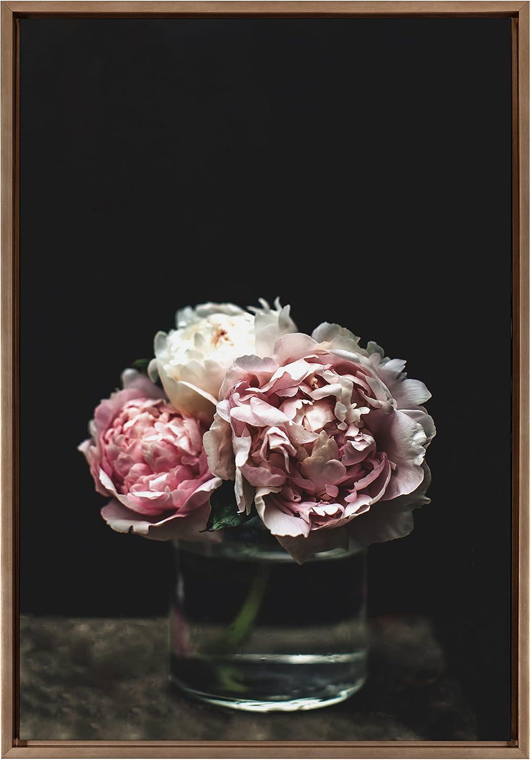 Kate and Laurel Sylvie Peony Framed Canvas by Alicia Abla, 23x33, Gold