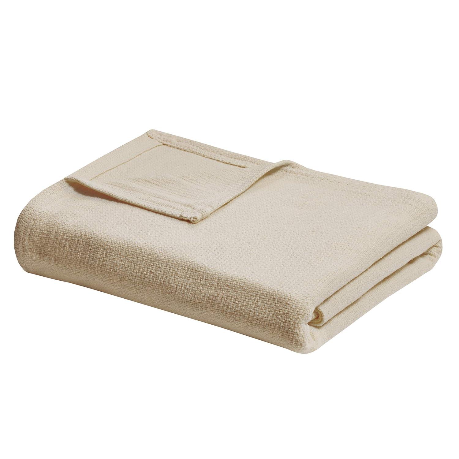 Madison Park Freshspun Basketweave Cotton Blanket