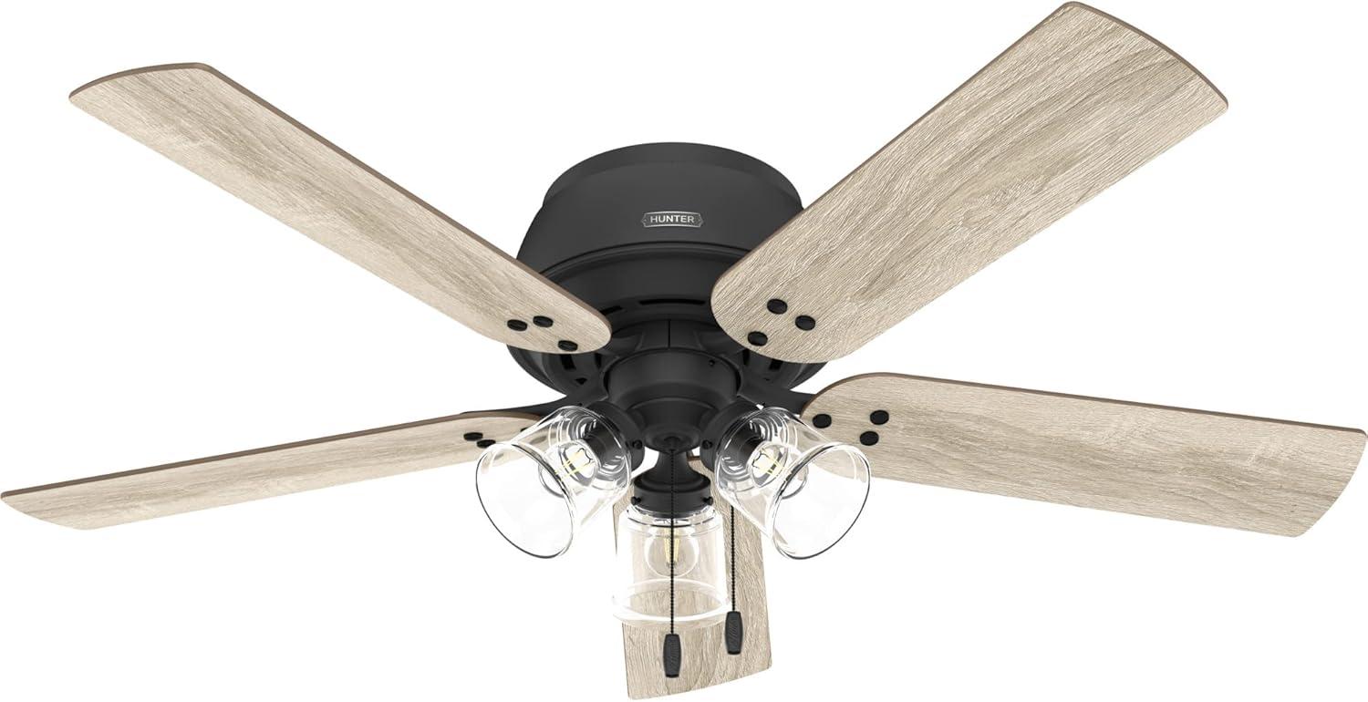 52" Shady Grove Low Profile Ceiling Fan with Light Kit and Pull Chain (Includes LED Light Bulb) - Hunter Fan