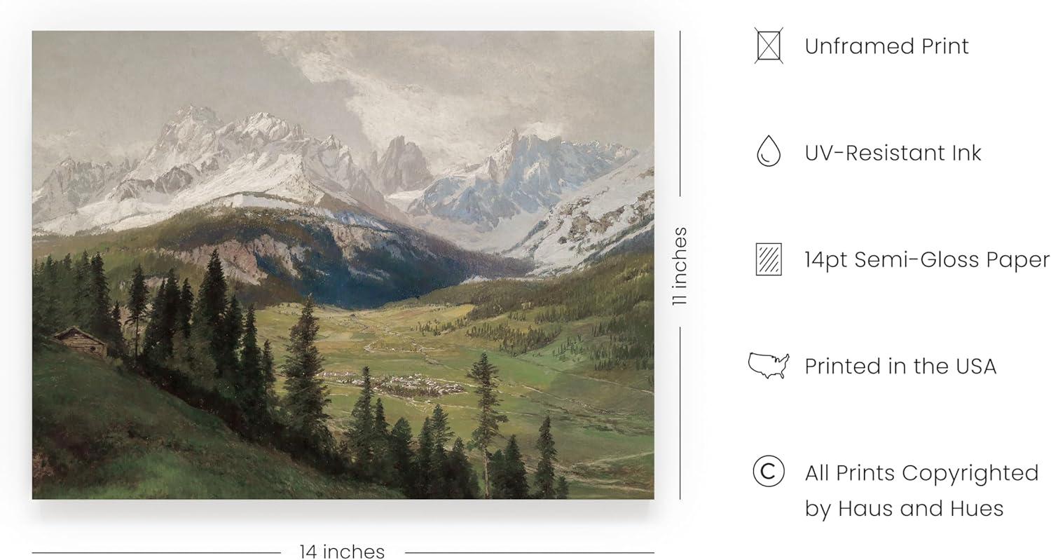 HAUS AND HUES Vintage Prints Wall Art - Oil Paintings for Wall Decor Captivating Landscape, and Mountain Scenes to Bring the Outdoors Indoors (Beige Frame, 11x14)