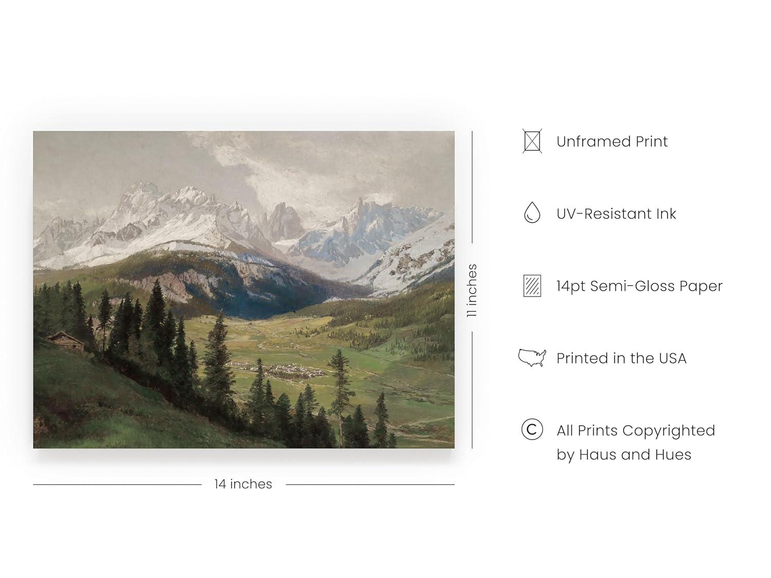 HAUS AND HUES Vintage Prints Wall Art - Oil Paintings for Wall Decor Captivating Landscape, and Mountain Scenes to Bring the Outdoors Indoors (Beige Frame, 11x14)