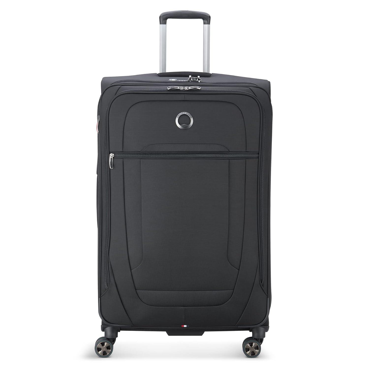 DELSEY PARIS Helium DLX Softside Expandable Luggage with Spinner Wheels, Black, Checked-Large 29 Inch
