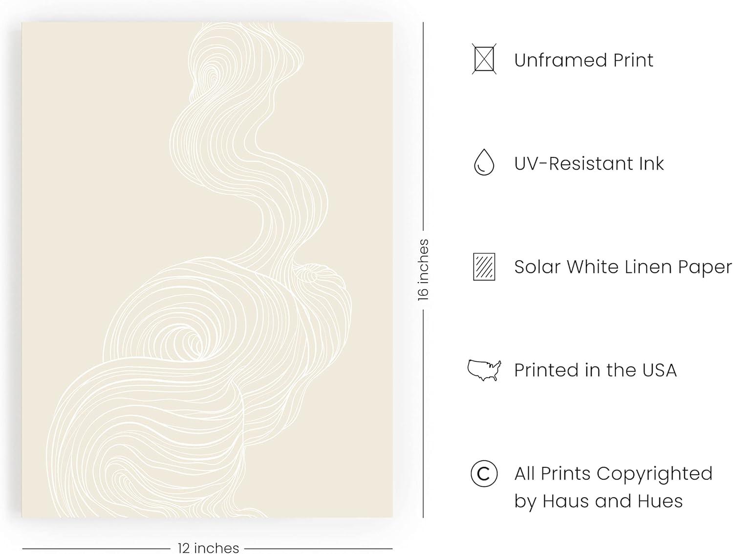 Abstract Wall Art Line Art Wall Decor - by Haus and Hues | Minimalist Wall Art Modern Wall Decor Modern Wall Art Minimalist Art Scandinavian Decor Abstract Smoke with Tan Background UNFRAMED 12x16