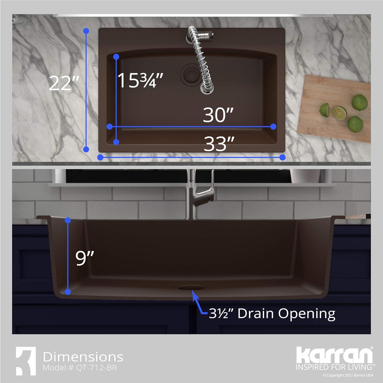 Karran Drop-in Quartz Composite 33'' X 22'' 1-Hole Single Bowl Kitchen Sink