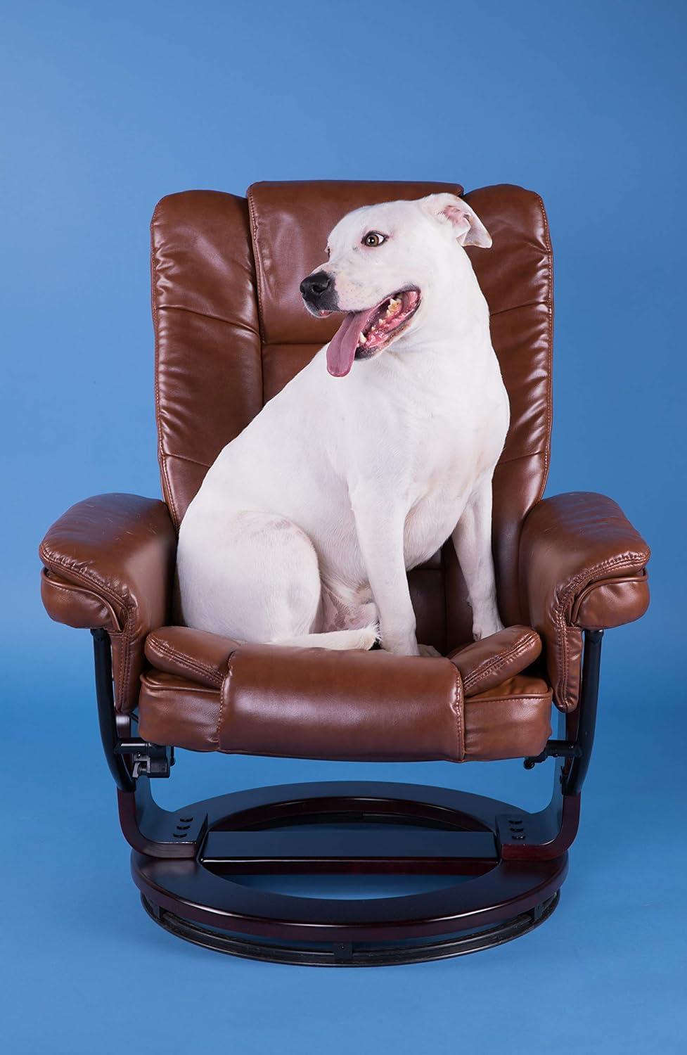 Bowery Hill Contemporary Leather Recliner in Vintage Brown Finish