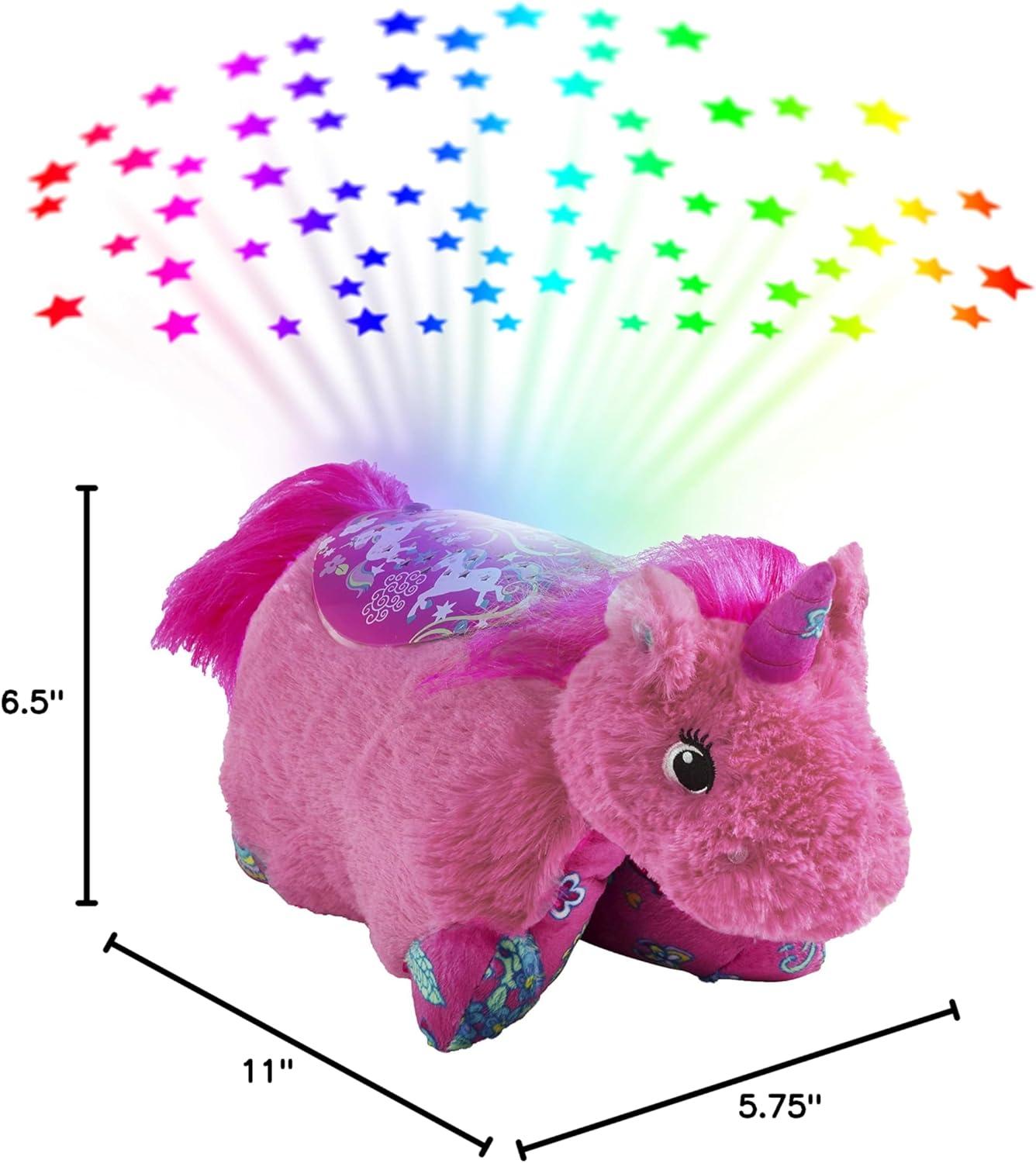 Pillow Pets 11" Pink Unicorn Plush Decorative Pillows, Projects Light & Glows