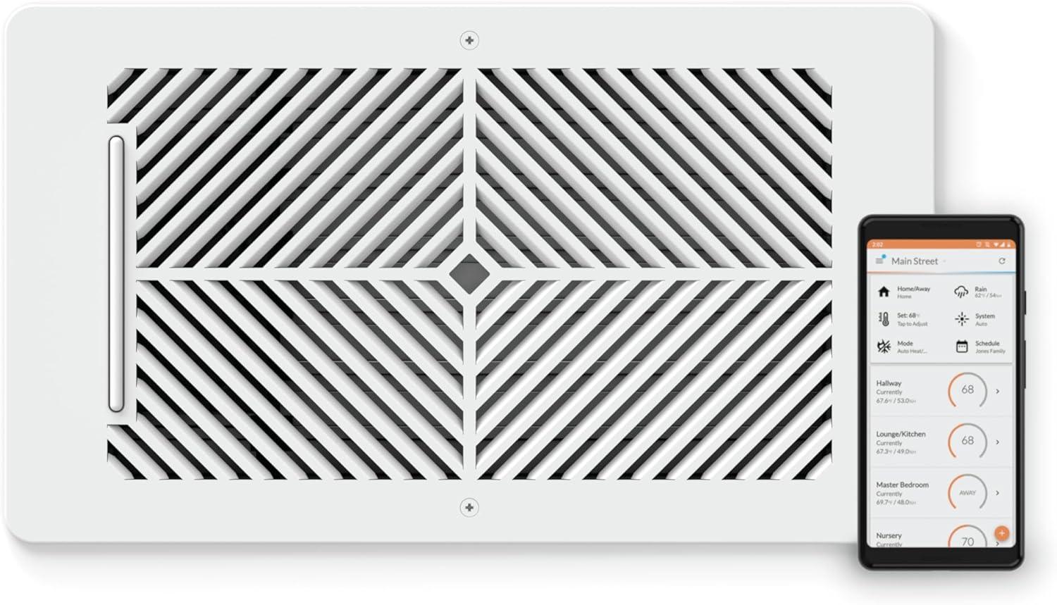 White Steel Smart Vent Register 6"x10" for Floors, Walls, Ceilings