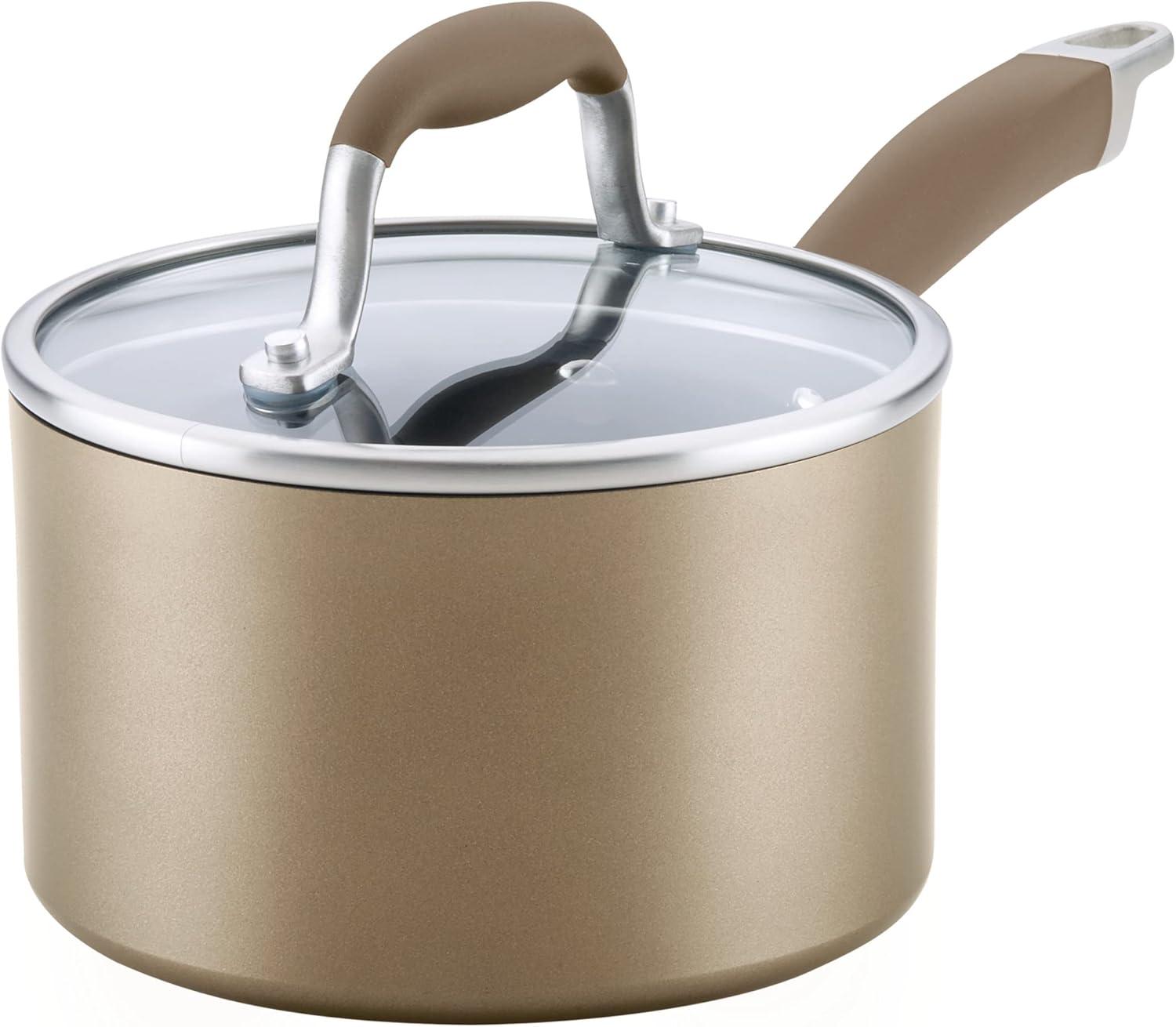 Anolon Anolon Advanced Home Hard Anodized Nonstick Saucepan With Lid, 2 Quart, Bronze
