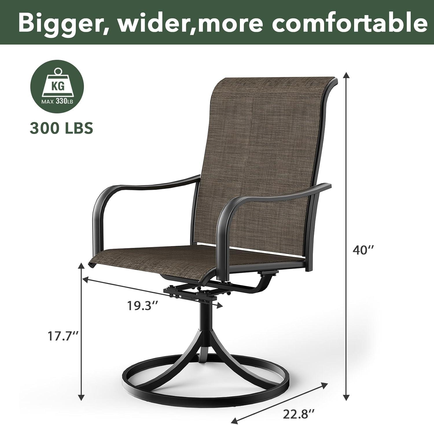 Patio Swivel Chairs Set of 2, Outdoor Dining Chairs with All-Weather Textilene Mesh and Metal, High Back, Patio Swivel Chairs for Patio, Deck, Garden, and Backyard（Gray）