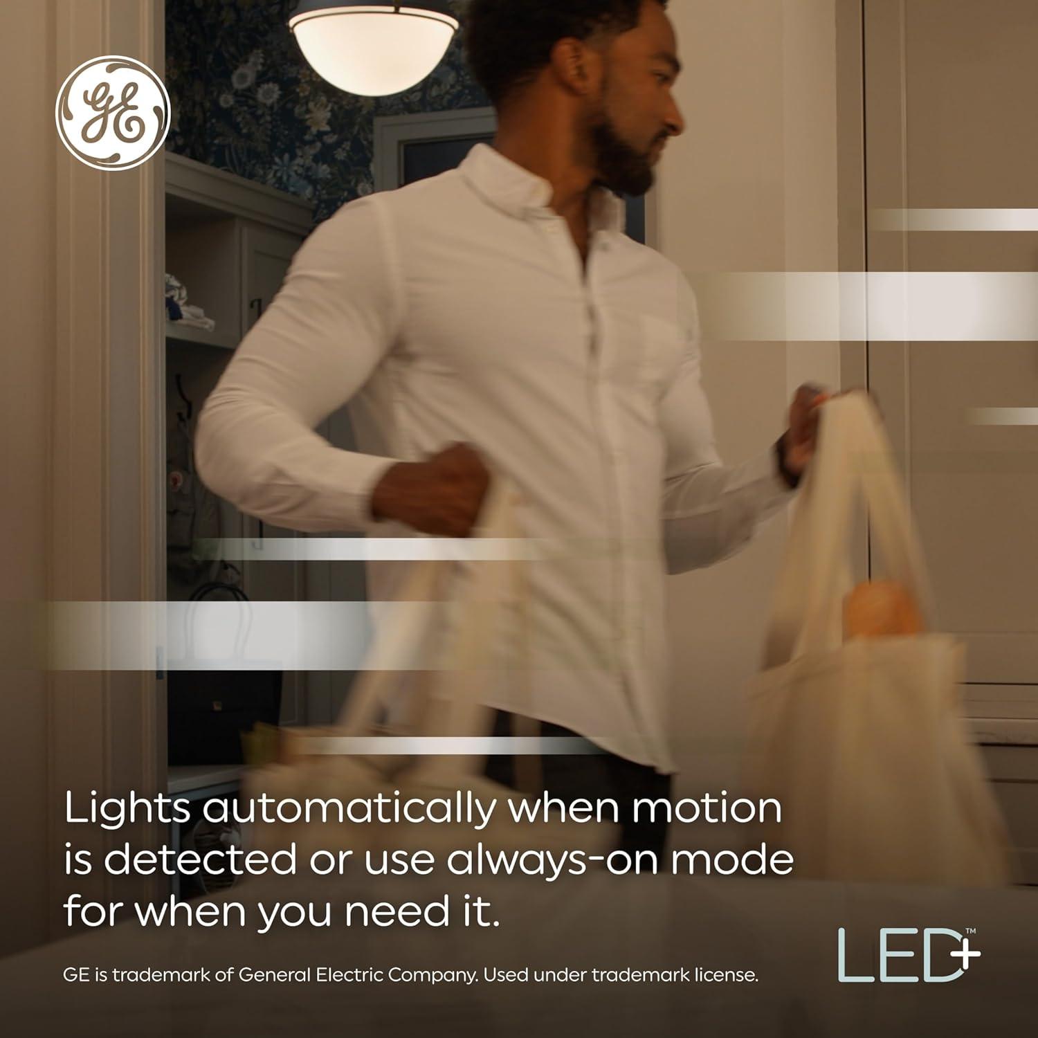 GE LED+ Motion LED Light Bulb, Warm White, 75 Watt, A21 Bulbs, Medium Base, 2pk