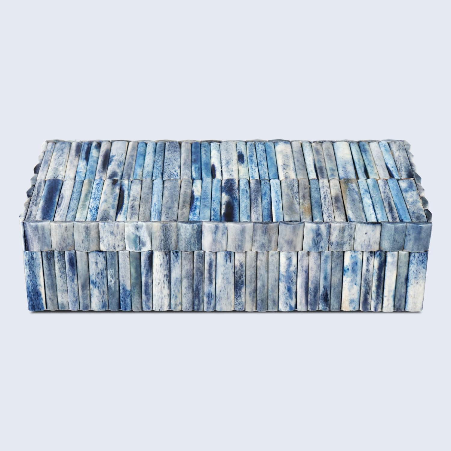 Handicrafts Home Decorative Box - Handmade Jewelry Organizer Box with Lid - Keepsake Box for Home Decor, Jewelry, Accessories, Collectibles - Modern Wooden Storage Box - Ocean, 10X4.5X2.5 inch