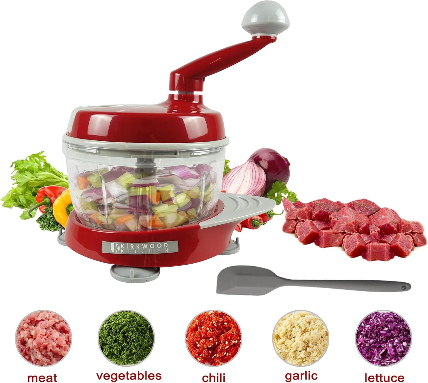 Red Manual 6-Cup Stainless Steel Food Chopper