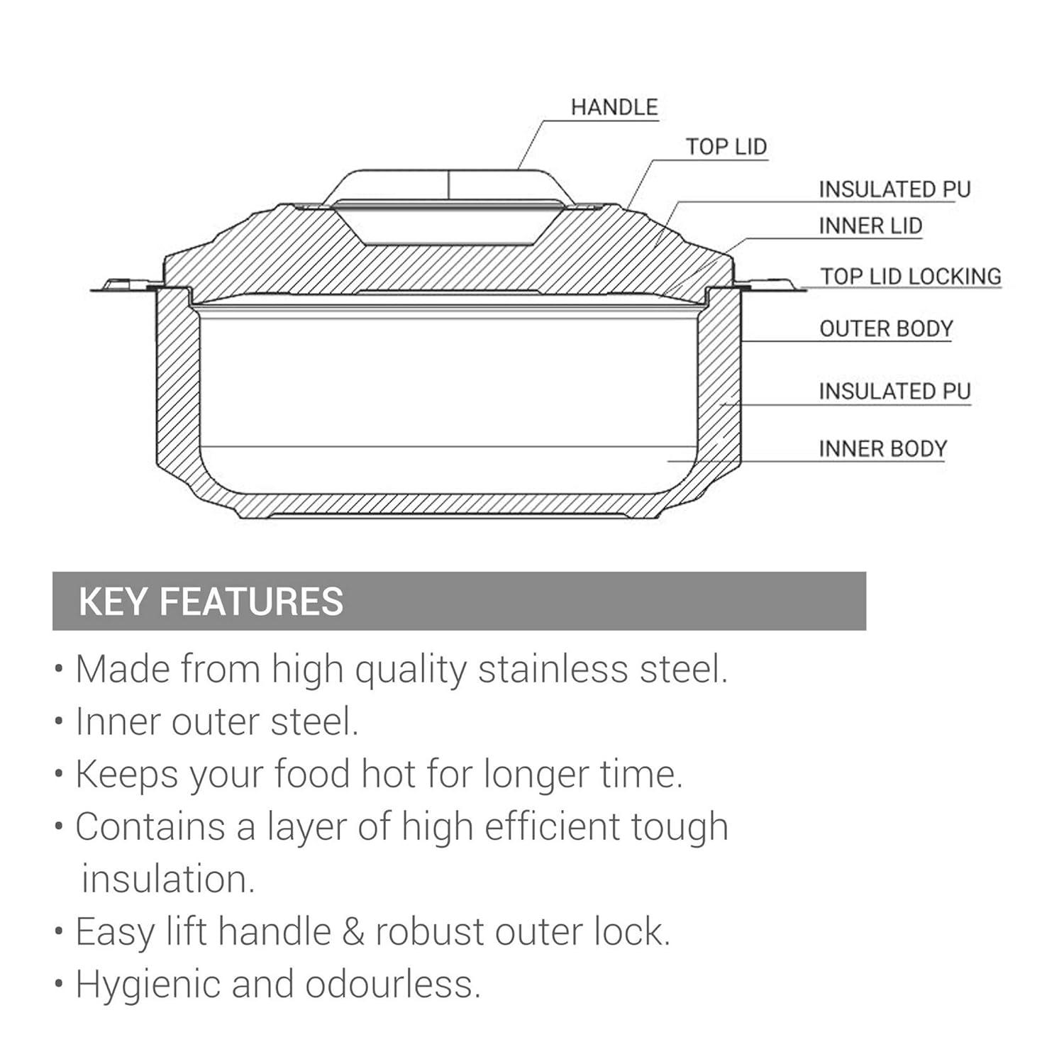 MILTON Galaxia 10000 ml Stainless Steel Casserole