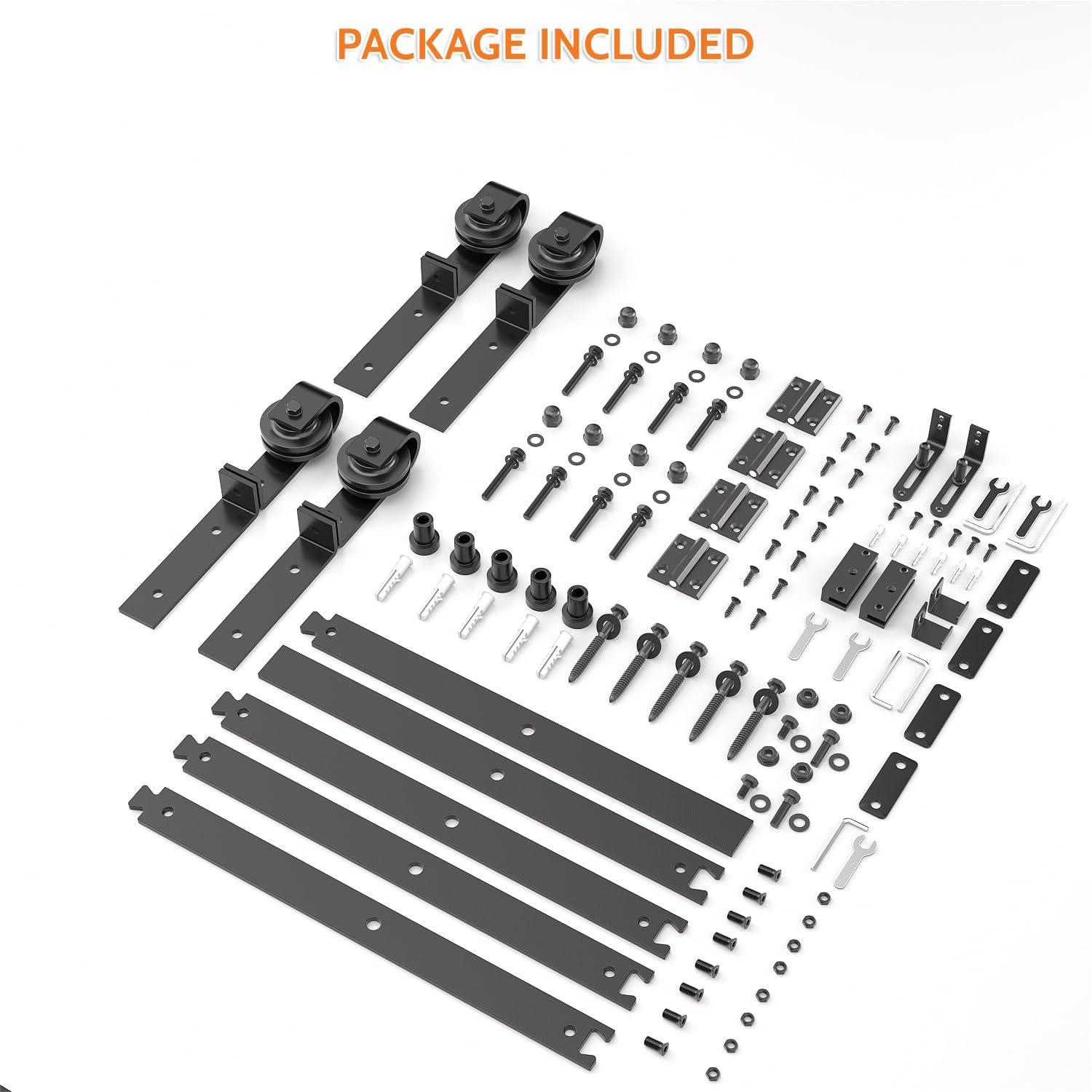 SKYSEN 36" Bifold Barn Door Hardware Kit - Space Saving Folding Design, Corrosion-Resistant Black Spraying（bifold-36-2）