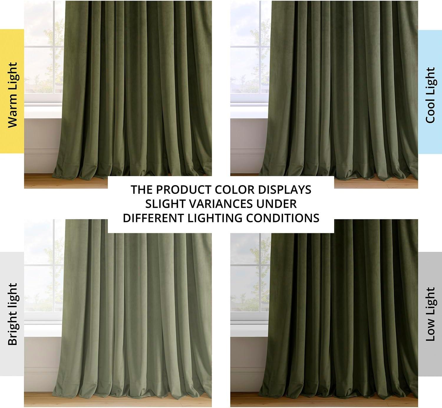 Half Price Drapes Signature Hunter Green Velvet Blackout Curtains For Bedrooms (1 Panel), 50WX 84L