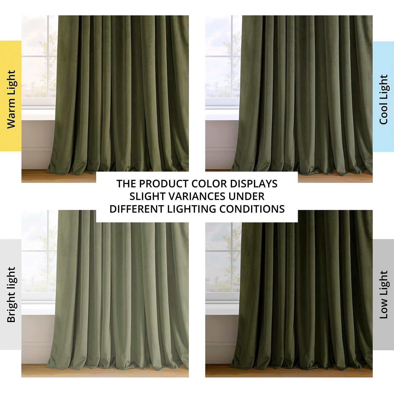Half Price Drapes Signature Hunter Green Velvet Blackout Curtains For Bedrooms (1 Panel), 50WX 84L