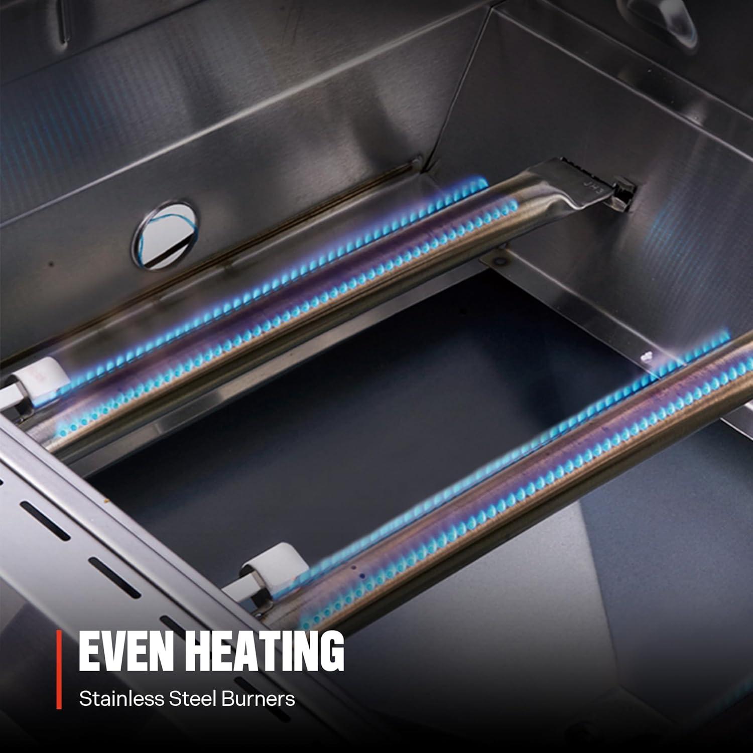 Monument Grills 13742,2-Burner Portable Stainless Steel Tabletop Propane Gas Grill with High Lid and Travel Locks, 15,000 BTU – Perfect for Family BBQs