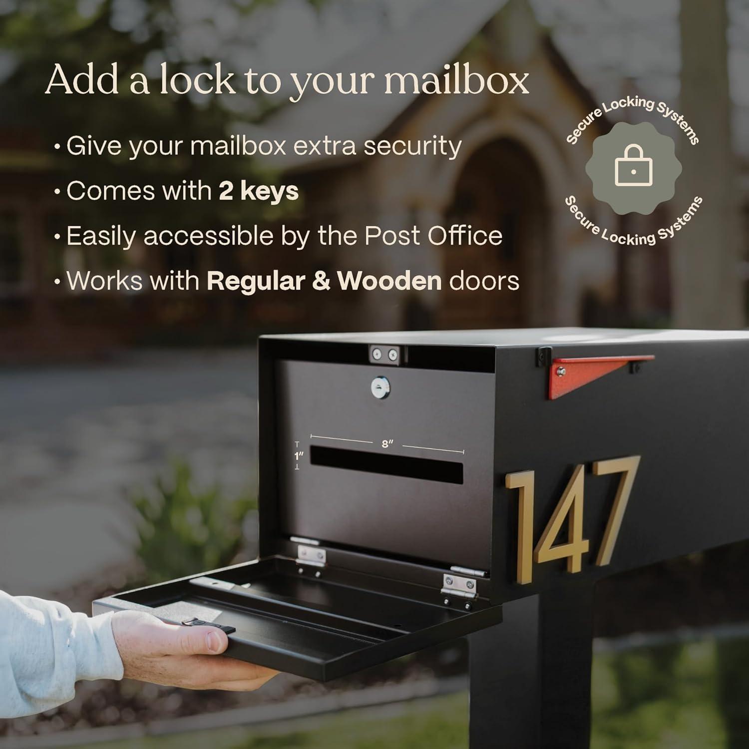 Malone Black Steel Lockable Post-Mounted Mailbox