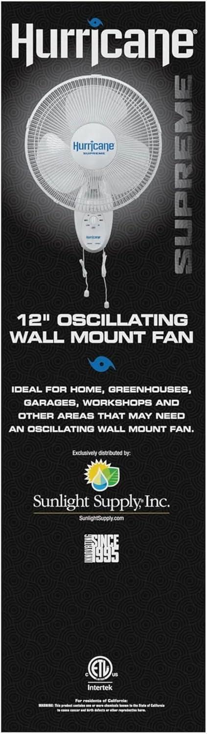 Hurricane Oscillating Wall Mounted Fan