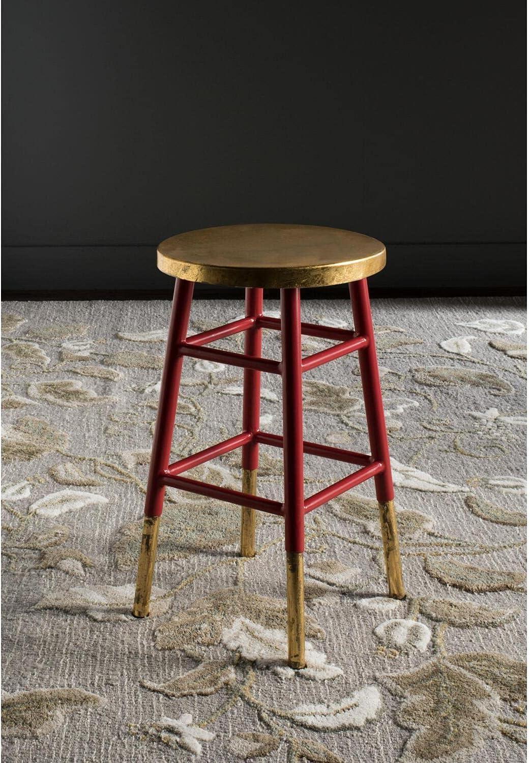 Emery Dipped Gold Leaf Counter Stool - FOX3231 - White/Gold - Safavieh Couture