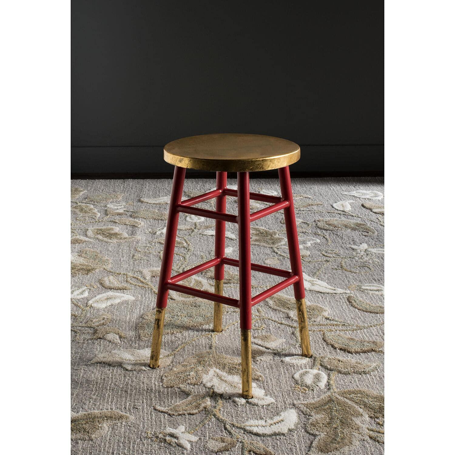 Emery Dipped Gold Leaf Counter Stool - FOX3231 - White/Gold - Safavieh Couture