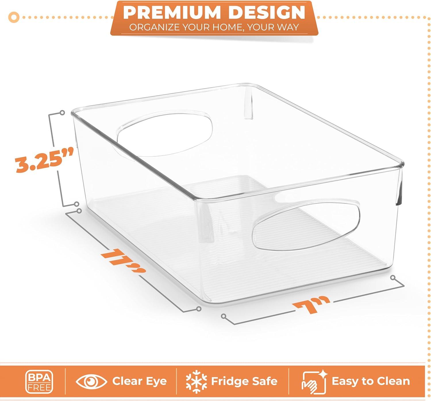 Sorbus Sorbus 10 Pack Narrow Clear Plastic Storage Bins with Handles for Shelves