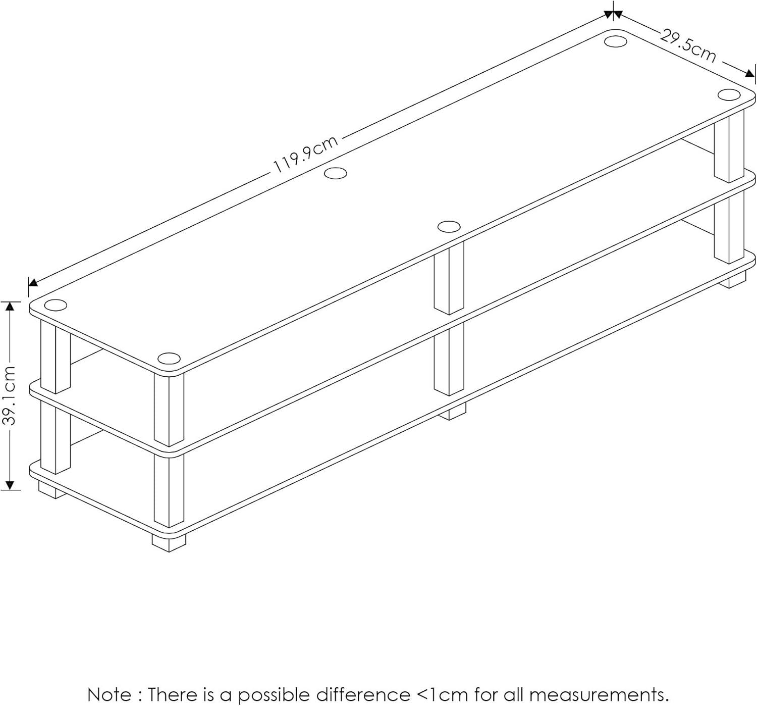 Furinno Turn - S - Tube No Tools 3 - Tier Entertainment TV Stand, Black