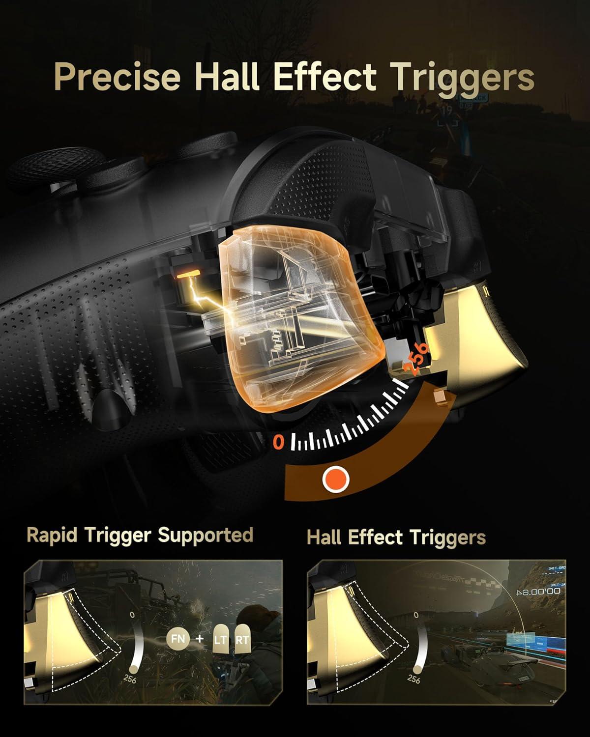 EasySMX Pro Wireless Gaming Controller with Charging Dock–Hall Effect Joysticks & Triggers, RGB Lighting for PC/iOS/Android/Switch