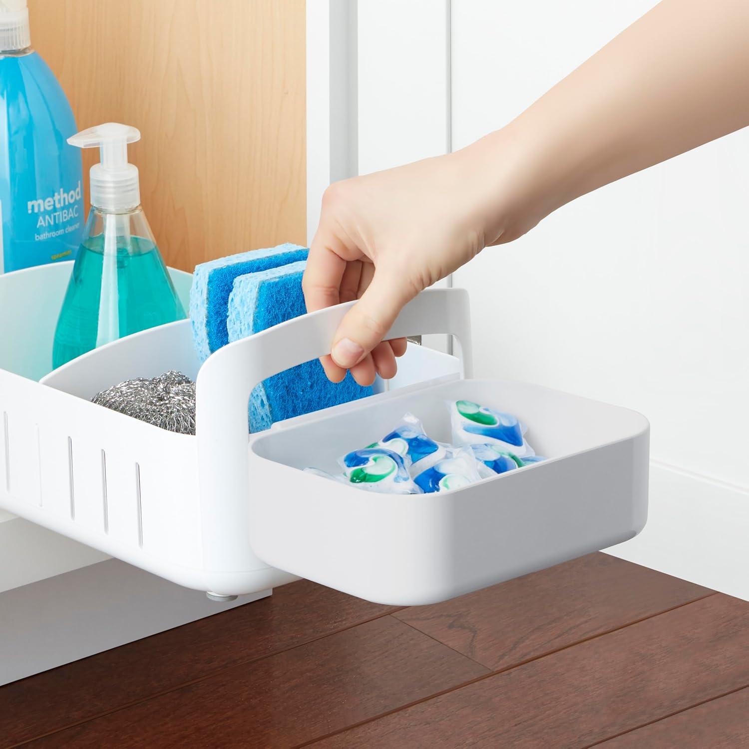 YouCopia® RollOut® Under Sink Caddy, 8”, Rolling Organizer Bin with Adjustable Dividers