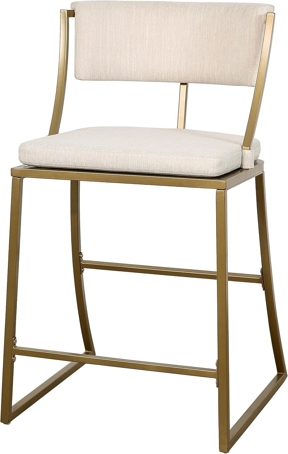 Mina 25in. Counter-Height Metal Bar Stool with Back- Antique Brass