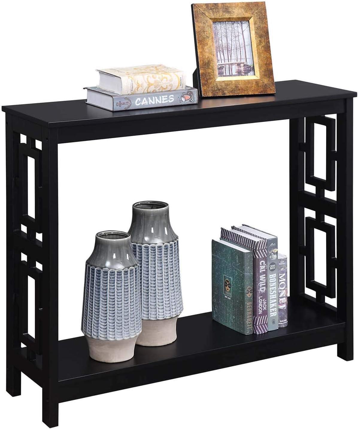 Convenience Concepts Town Square Console Table in Black Wood Finish